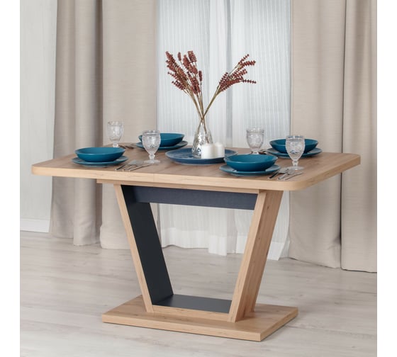 Обеденный стол Tetchair VOX ЛДСП, 132-172x85x75,5 см, дуб артисан/графит 19124 1