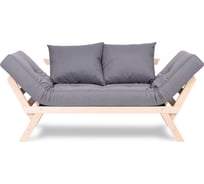 Кушетка Dr. Bronz Wood Melody натуральное дерево, темно-серый матрас с подушками, 200x70x61 см SI0301031