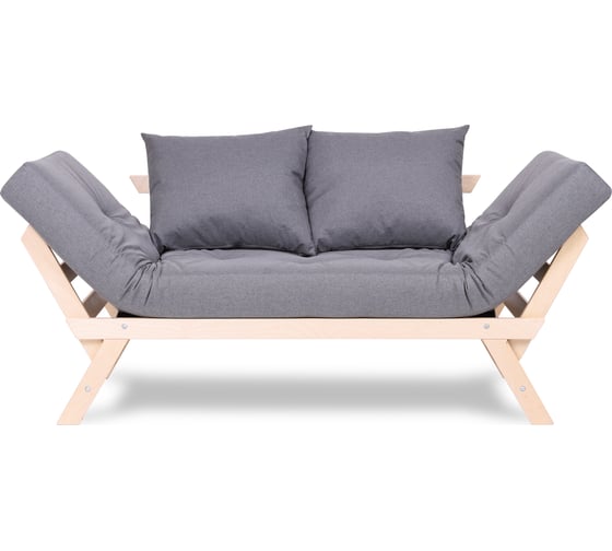 Кушетка Dr. Bronz Wood Melody натуральное дерево, темно-серый матрас с подушками, 200x70x61 см SI0301031