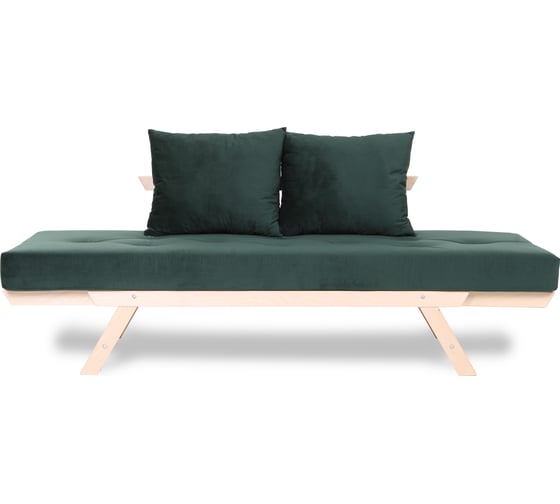 Кушетка Dr. Bronz Wood Melody натуральное дерево, зеленый матрас с подушками, 200x70x61 см SI0301041