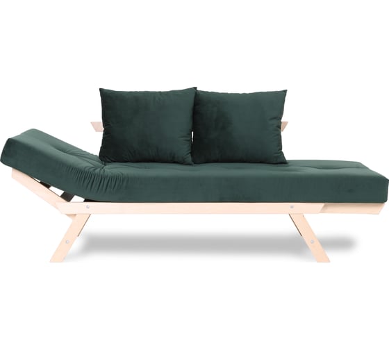 Кушетка Dr. Bronz Wood Melody натуральное дерево, зеленый матрас с подушками, 200x70x61 см SI0301041