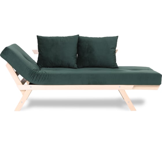 Кушетка Dr. Bronz Wood Melody натуральное дерево, зеленый матрас с подушками, 200x70x61 см SI0301041
