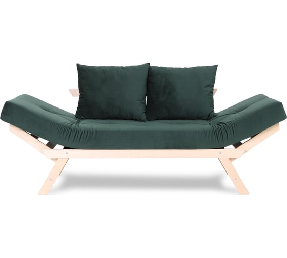 Кушетка Dr. Bronz Wood Melody натуральное дерево, зеленый матрас с подушками, 200x70x61 см SI0301041