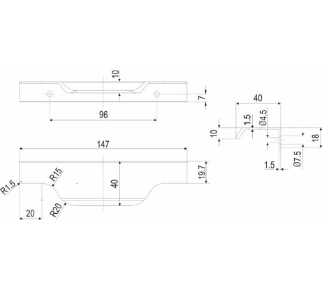 Торцевая мебельная ручка BOYARD RT111BL.1/96/150 105095