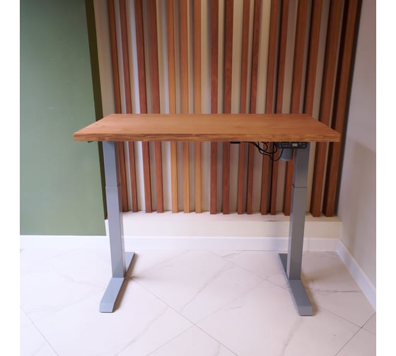 Стол StolStoya МОТОР UP с регулируемой высотой подстолье серое и столешница МДФ шпон дуб европейский SE211ISDE14070 1