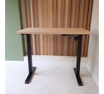 Стол StolStoya МОТОР UP с регулируемой высотой подстолье черное и столешница МДФ шпон беленый дуб SE211IBBD12065