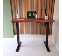 Стол StolStoya МОТОР UP с регулируемой высотой подстолье черное и столешница МДФ шпон красное дерево SE211IBKD14070