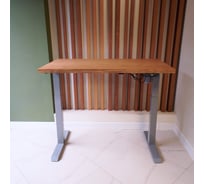 Стол StolStoya МОТОР UP с регулируемой высотой подстолье серое и столешница МДФ шпон дуб европейский SE211ISDE12065