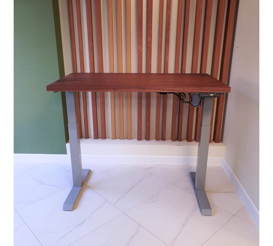 Стол StolStoya МОТОР UP с регулируемой высотой подстолье серое и столешница МДФ шпон американский орех SE211ISAO14070 1