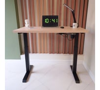 Стол StolStoya МОТОР UP с регулируемой высотой подстолье черное и столешница МДФ шпон беленый дуб SE211IBBD14070