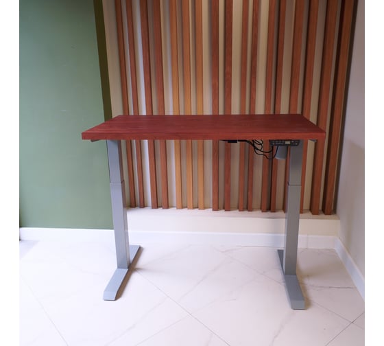 Стол StolStoya МОТОР UP с регулируемой высотой подстолье серое и столешница МДФ шпон красное дерево SE211ISKD14070 1