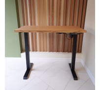 Стол StolStoya МОТОР UP с регулируемой высотой подстолье черное и столешница МДФ шпон дуб европейский SE211IBDE14070