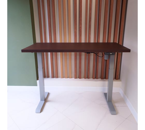 Стол StolStoya МОТОР UP с регулируемой высотой подстолье серое и столешница МДФ шпон венге 140x70 SE211ISV14070 1