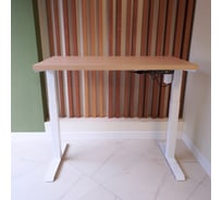 Стол с регулируемой высотой StolStoya МОТОР UP подстолье белое и столешница МДФ шпон Беленый дуб 120x65 SE211I120WBD