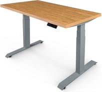 Стол двухмоторный с регулируемой высотой StolStoya ТИТАН подстолье серое и столешница МДФ шпон Дуб SE221ISDE14070