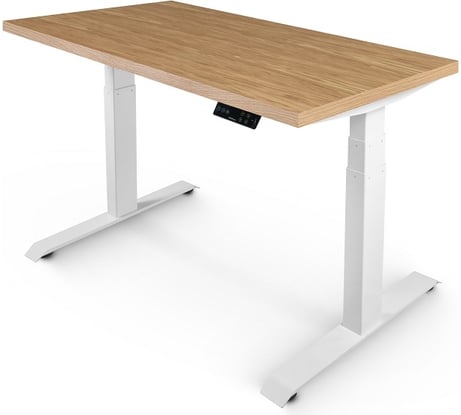 Стол двухмоторный с регулируемой высотой StolStoya ТИТАН подстолье белое и столешница МДФ шпон Дуб SE221IWDE14070