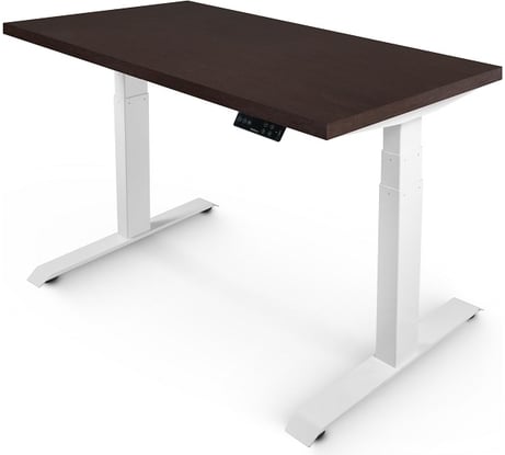 Стол двухмоторный с регулируемой высотой StolStoya ТИТАН подстолье белое и столешница МДФ шпон Венге SE221I120WV