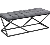 Банкетка GreenWeen ZUMA, черная, обивка Mouse Grey, каретная стяжка GW-ZUMA-MG-110B-K