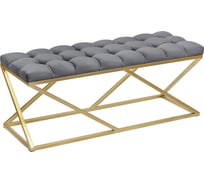 Банкетка GreenWeen ZUMA, золотая, обивка Mouse Grey, каретная стяжка GW-ZUMA-MG-110G-K