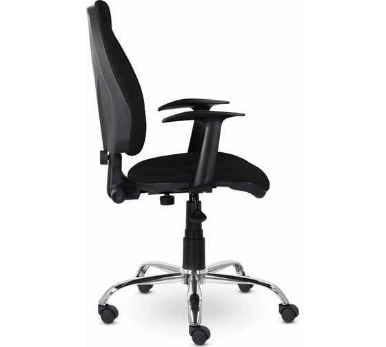 Кресло BRABIX "Comfort MG-322", хром, регулируемая эргономичная спинка, ткань, черное, 532558