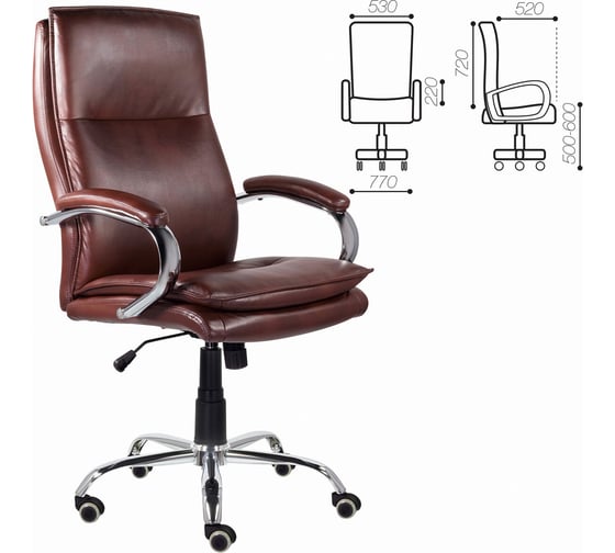 Офисное кресло BRABIX PREMIUM "Cuba EX-542", экокожа, коричневое, 532550