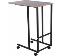 Стол BRABIX "Smart CD-014", 380x600x755 мм, ЛОФТ, на колесах, металл/ЛДСП дуб, каркас черный, 641884