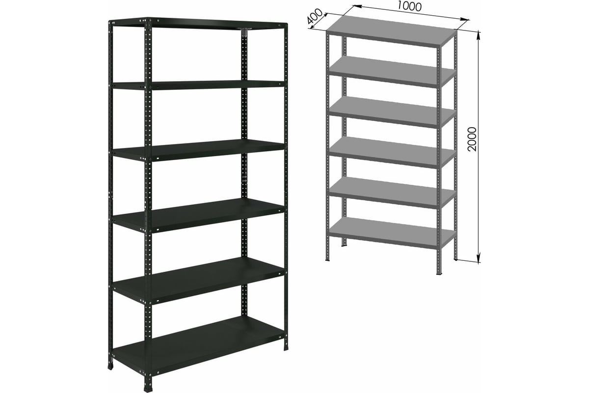 Стеллаж металлический 1000х400х2000 6 полок