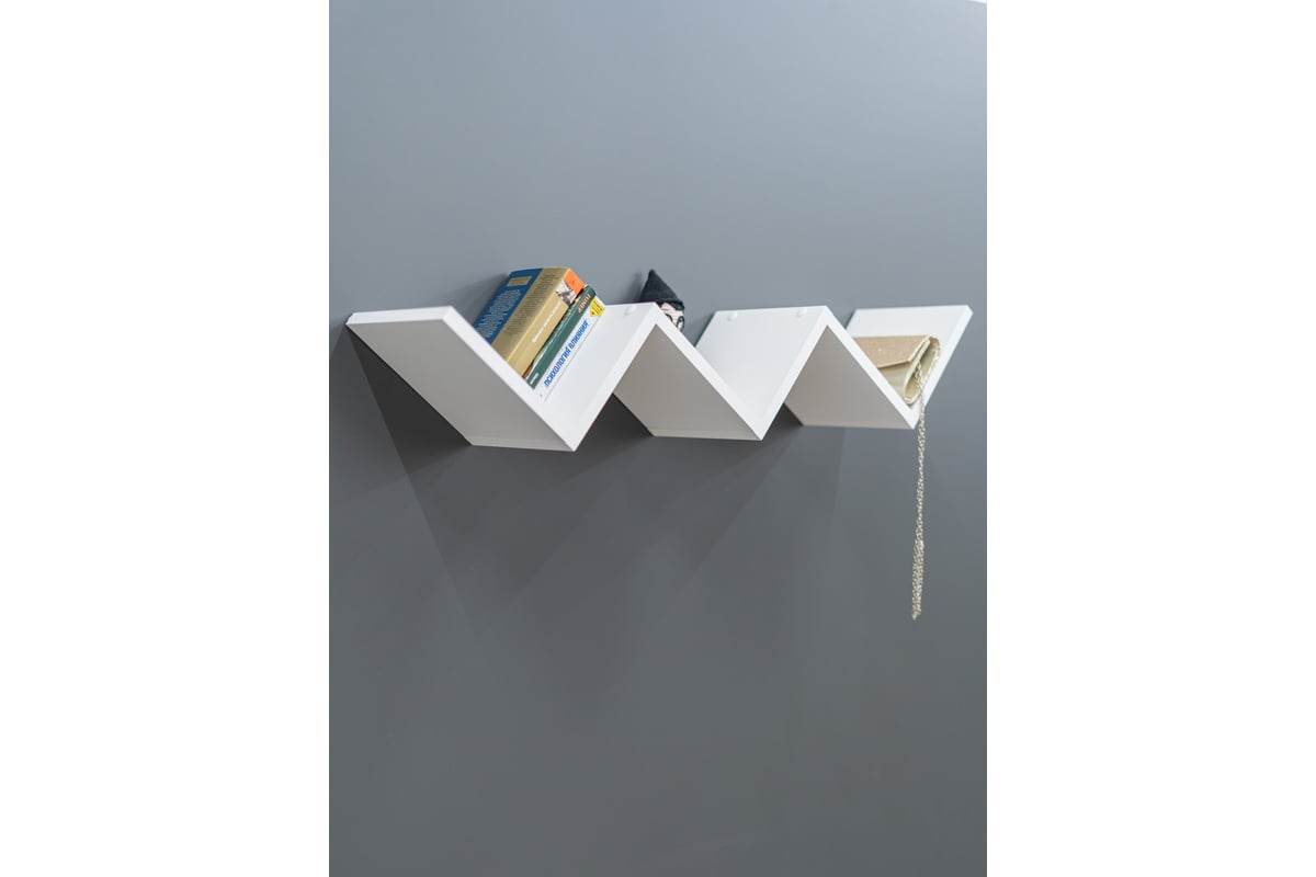 Настенная полка Граникум "Тахмина" для книг и учебников, белая ...