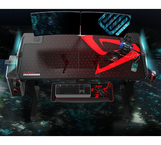 Стол для для компьютера c электрической регулировкой по высоте и RGB-подсветкой EUREKA ERK-EGD-S62B-V1