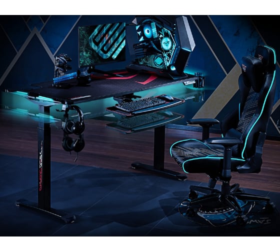 Стол для для компьютера c электрической регулировкой по высоте и RGB-подсветкой EUREKA ERK-EGD-S62B-V1