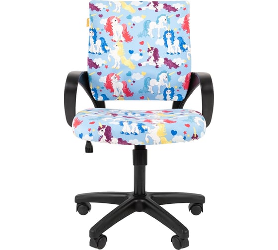 Детское кресло CHAIRMAN Kids 103 единороги ткань, черное 00-07037241