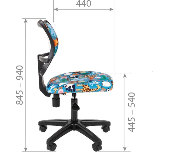 Детское кресло CHAIRMAN Kids 102 зоопарк ткань, черное 00-07036637