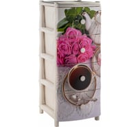 Комод Элластик-Пласт Чайная Роза 4 секции, с рисунком ЭП 644625