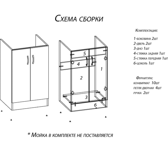 Тумба под нержавеющую мойку Домино Дуб Вотан 50x50 D5050DV