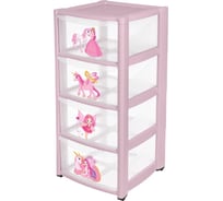 Детский комод на колесах Пластишка 4 Ящика Розовый 431342505