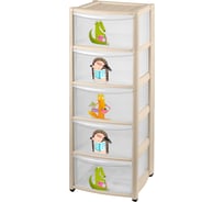 Детский комод на колесах Пластишка бежевый, 5 ящиков 43134290751