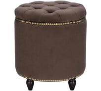 Пуф Leset Classic-02 круглый, велюр Супернова 33 Коричневый/ножки орех 5374-7130