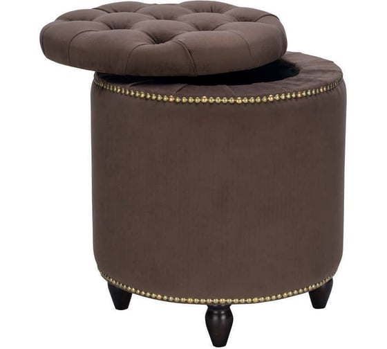 Пуф Leset Classic-02 круглый, велюр Супернова 33 Коричневый/ножки орех 5374-7130