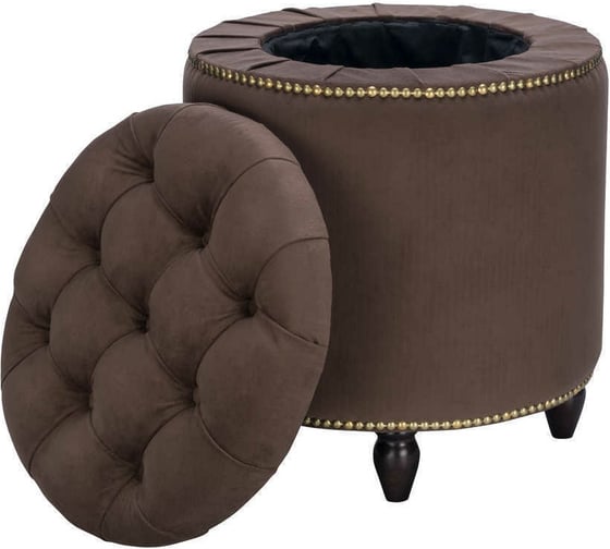Пуф Leset Classic-02 круглый, велюр Супернова 33 Коричневый/ножки орех 5374-7130