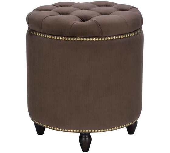 Пуф Leset Classic-02 круглый, велюр Супернова 33 Коричневый/ножки орех 5374-7130