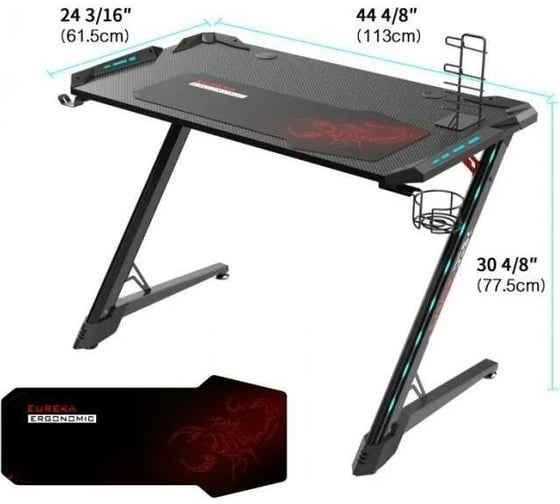 Стол для компьютера Eureka Z1-S Pro c RGB подсветкой черный ERK-Z1S-PRO-43B-V2