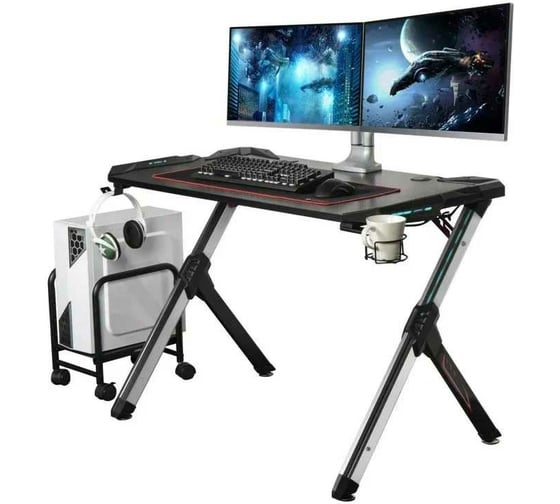 Стол для компьютера Eureka R1 S с RGB подсветкой чёрный ERK-EDK-R1S-2