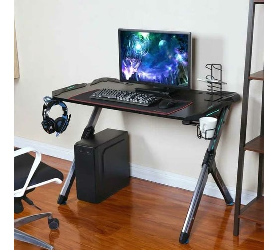 Стол для компьютера Eureka R1 S с RGB подсветкой чёрный ERK-EDK-R1S-2