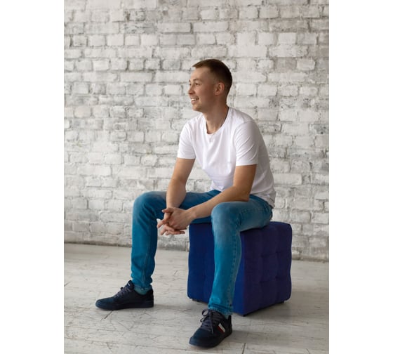 Пуф DreamBag Лотос Синий велюр 13212