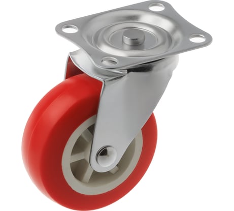 Мебельное колесо А5 41075S 75 мм, поливинилхлорид, крепление площадка, красное 1006396