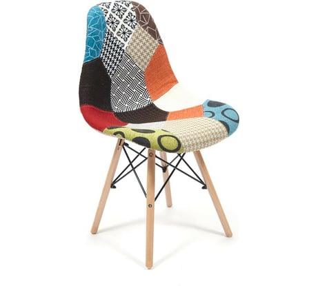 Стул Tetchair CINDY SOFT EAMES mod. 023 дерево береза/металл/мягкое сиденье/ткань, 51x46x83 см, мультицвет 10707