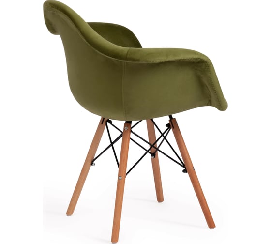 Кресло Tetchair CINDY SOFT EAMES mod. 101 дерево береза/металл/мягкое сиденье/ткань, 61x60x80 см, 4 шт зеленый HLR 54/натуральный 15217