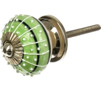 Керамическая ручка для мебели Blumen Haus Ливанский узор ручная роспись, цвет зеленый, рисунок белый 66046