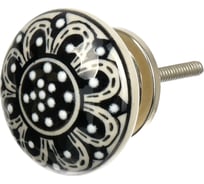 Керамическая ручка для мебели Blumen Haus Подсолнух чёрный ручная роспись, цвет черно-белый 66161