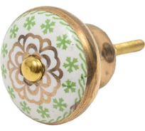 Металлическая ручка для мебели Blumen Haus Зеленый чай цвет зеленый, рисунок золотой 66103